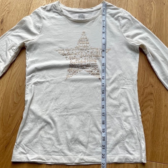 OFF WHITE & GOLD LONG SLEEVES GRAPHIC  TEE - Picture 6 of 11